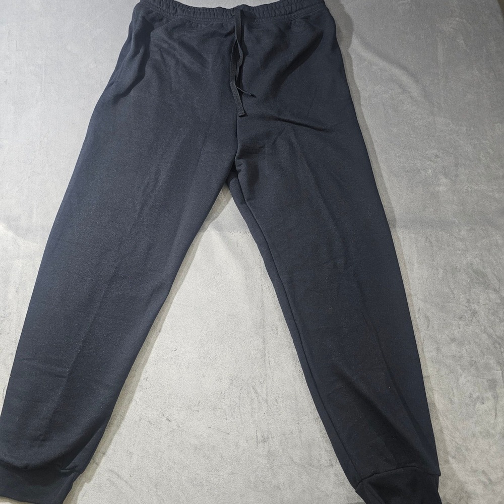 Hanes EcoSmart Mens Black Fleece Jogger Sweatpants Size Large L Drawstring 259